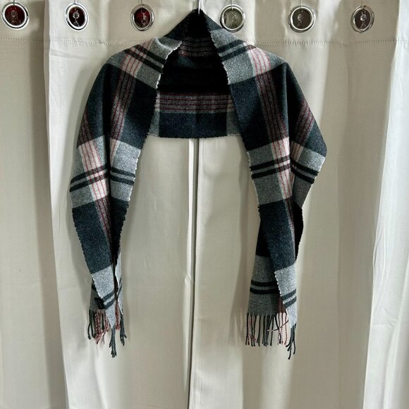 Italian Woollen Treasures Scarf 100% Lambswool Plaid Preppy Made in Italy 17733 - Picture 1 of 10